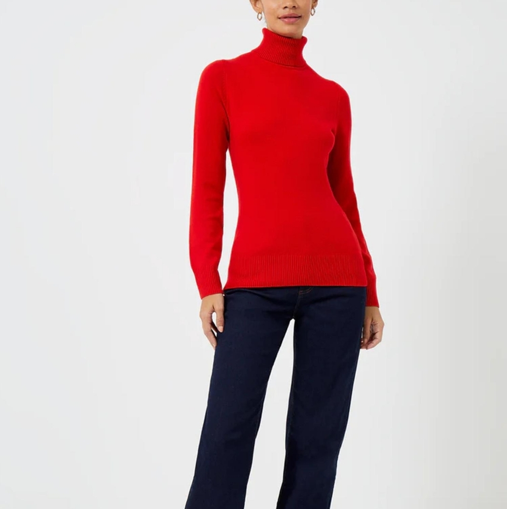 LIKE NEW French Connection Cherry Red Babysoft Turtleneck Sweater Size Large